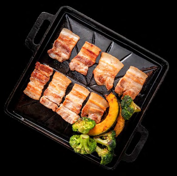 Grilled pork belly served at a Korean barbecue meal in Seoul
