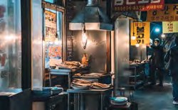 Korean barbecue grill at a Seoul food alley