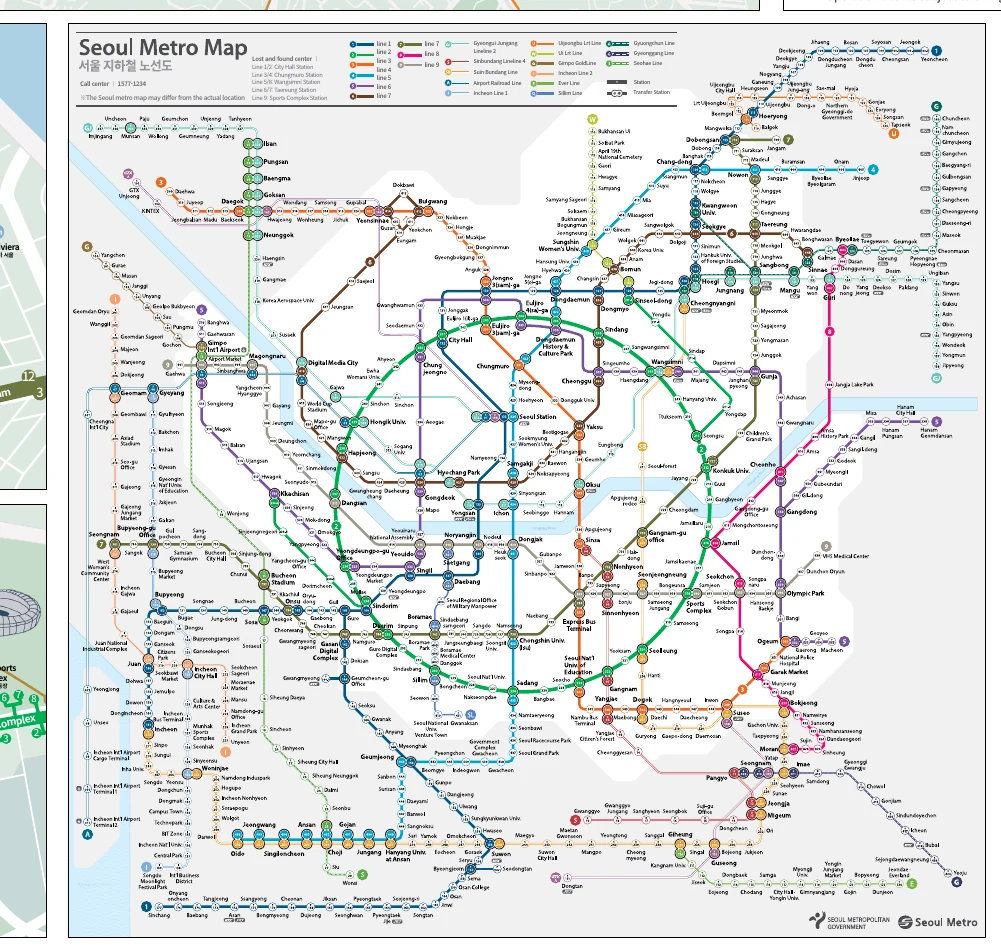 Official 2026 Seoul metropolitan subway map with color-coded lines
